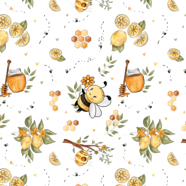 Tissu à motifs - Miel citron by Coco - Prix au mètre