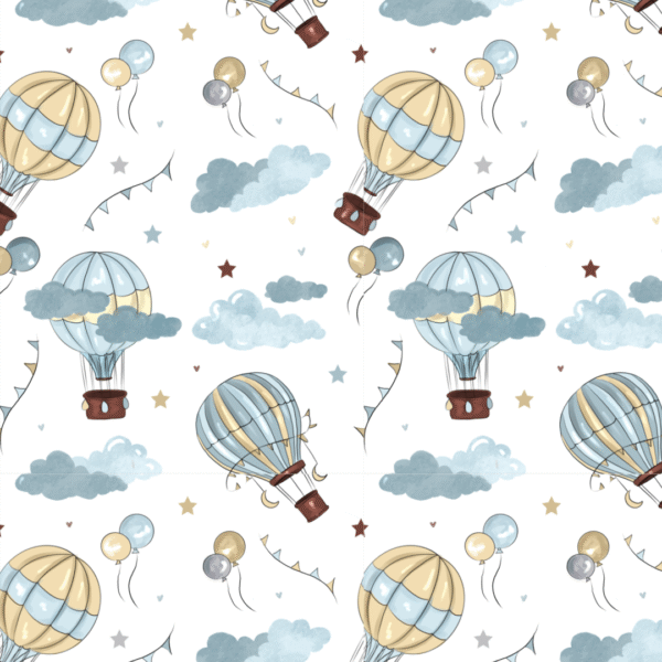Tissu à motifs - Montgolfières by Coco - Prix au mètre